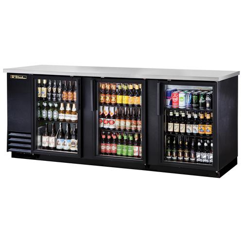 True TBB-4G-HC-LD Back Bar Cooler Three Section 90 Inch Stainless Steel