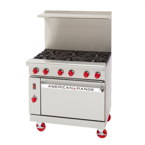 American Range ARGF-6-C Green Flame Gas Range 36 Inch with Convection Oven