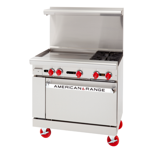 American Range AR-24G-2B-C 36 Inch Gas Restaurant Range with Griddle and Oven