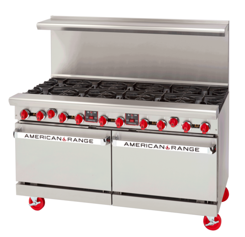 American Range AR-12G-8B-CC 60 Inch Gas Restaurant Range with Griddle and Ovens