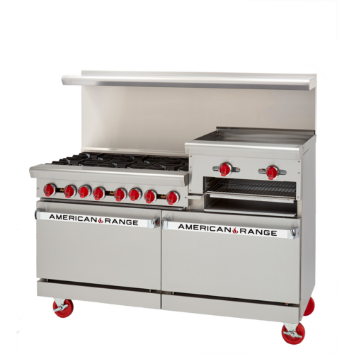 American Range AR-8B-24RG-CL-126R 72 Inch Gas Restaurant Range with Ovens