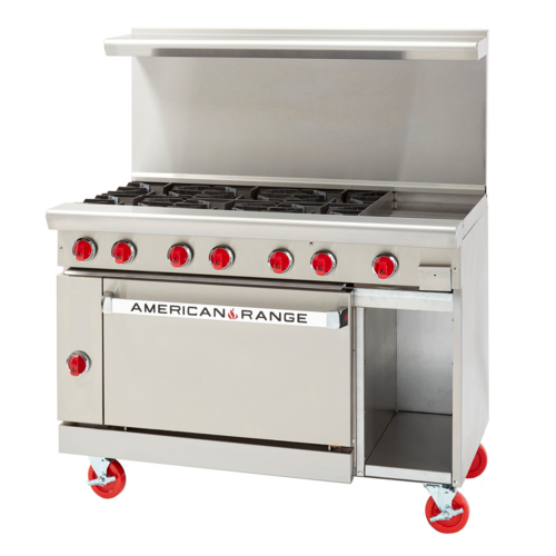 American Range AR-36G-2B-126L-SBR 48 Inch Gas Restaurant Range with Griddle
