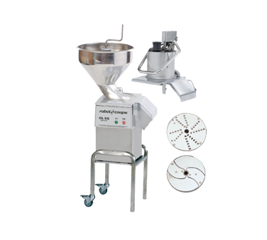 Robot Coupe CL55E2FEEDHEADS E-Series Commercial Food Processor with Vegetable Prep Attachment and Stainless Steel Stand