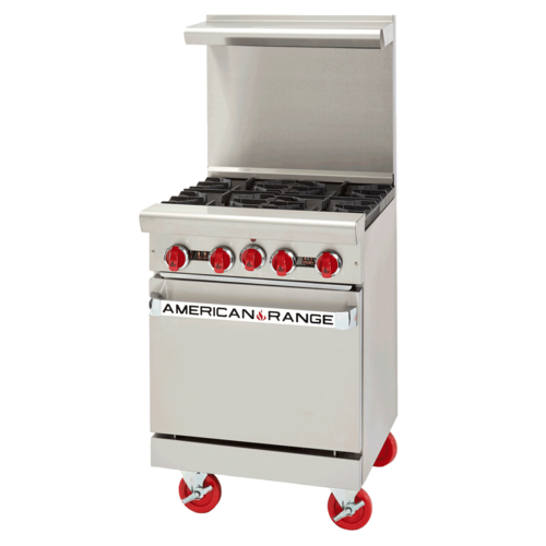 American Range AR-4 Restaurant Range Gas 24 Inch with 4 Burners and Oven