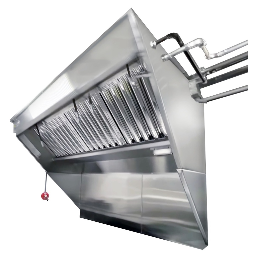 Naks Stainless Steel Integrated Exhaust Low Box Concession Hood System w/Ansul Fire Suppression