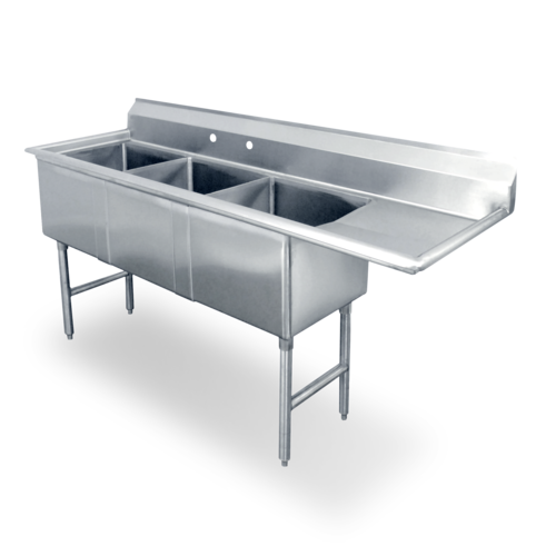 Steel Works SWS3C182414-24R-318 Sink, (3) Three Compartment