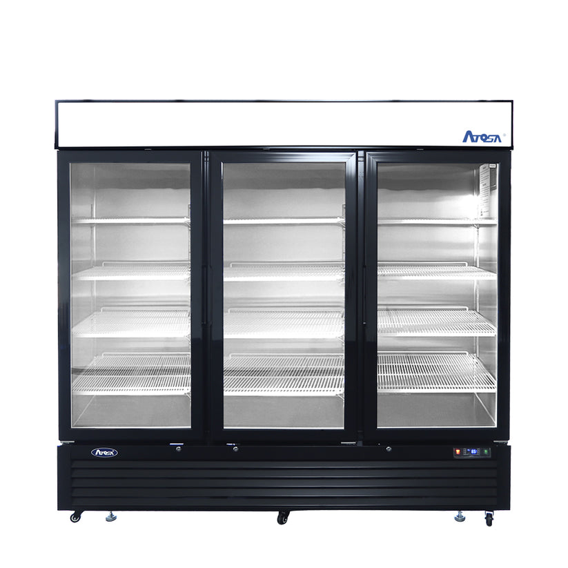 ATOSA MCF8729GR Bottom Mount Black Sliding Door Cooler