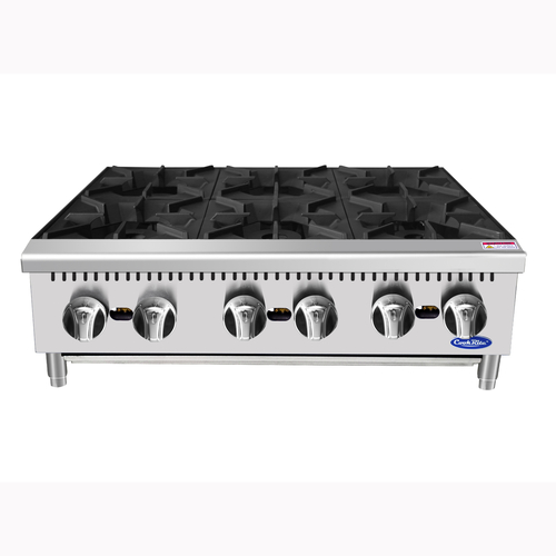 Atosa USA ACHP-6 CookRite Hotplate Countertop Gas 36W x 27D x 13H 6 Burners 32000 BTU Manual Controls Stainless Steel