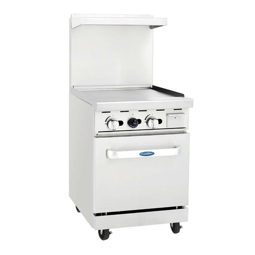 Atosa USA AGR-24G-NG CookRite Range Natural Gas 24 Inch Griddle Top with Oven and Adjustable Racks 74000 BTU
