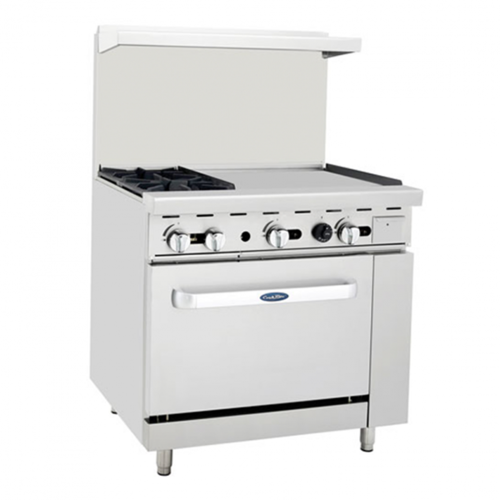Atosa USA AGR-2B24GR-NG CookRite Range Natural Gas 36W x 31D x 57-3/8H 2 Open Burners 24 Griddle 26-1/2 Oven