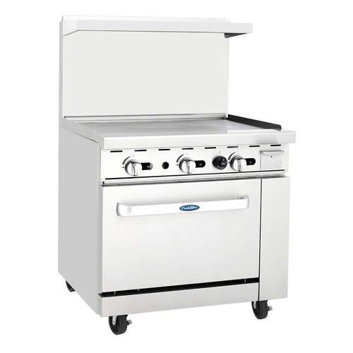Atosa USA AGR-36G-NG CookRite Range Natural Gas 36 Inch Griddle Top with Oven and Adjustable Racks 102000 BTU