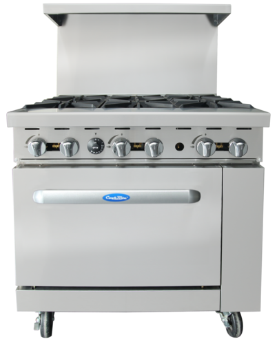 Atosa USA AGR-6B-LP CookRite Range LP Gas 36W x 31D x 57H 6 Open Burners 26 Oven 219000 BTUs Stainless Steel