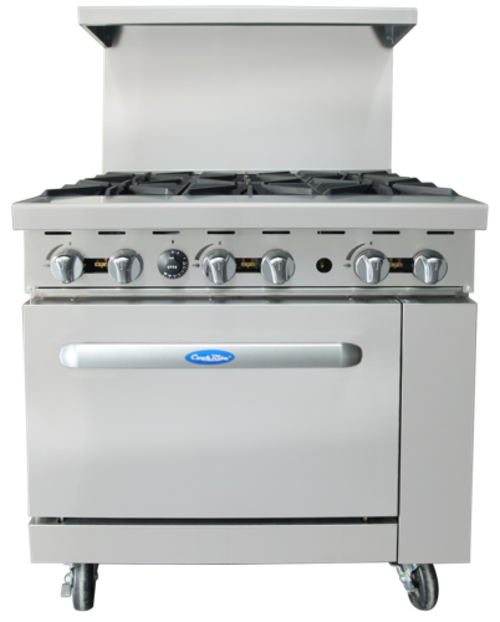 Atosa USA AGR-6B-LP CookRite Range LP Gas 36W x 31D x 57H 6 Open Burners 26 Oven 219000 BTUs Stainless Steel