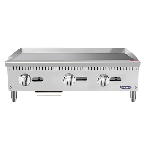 Atosa USA ATMG-36 CookRite Heavy Duty Griddle Gas Countertop 36W x 28-5D x 15-1H 3/4 Thick Plate 3 Burners 90000 BTU