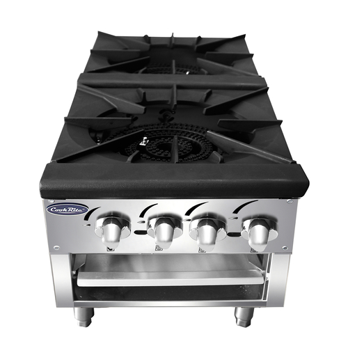 Atosa USA ATSP-18-2L CookRite Low Stock Pot Stove Gas 2 Three Ring Burners Stainless Steel Drip Pan 160000 BTU