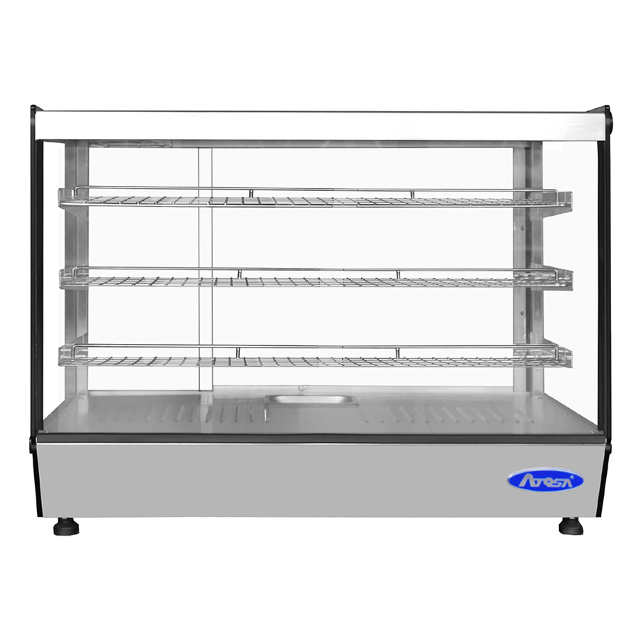 Atosa USA CHDS-71 Heated Display Case Countertop 35-3/8W x 22-1/2D x 26-5/8H 7.1 cu ft Capacity Stainless Steel