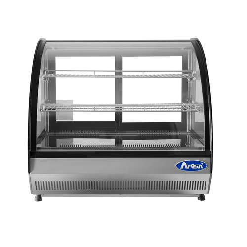 Atosa USA CRDC-35 Refrigerated Display Case Countertop 27-3/5W x 22-1/10D x 26-2/5H 3.5 cu ft Capacity Curved Glass