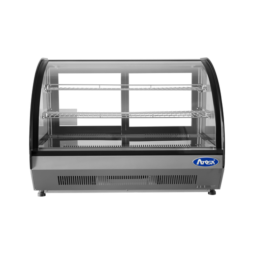 Atosa USA CRDC-46 Refrigerated Display Case Countertop 35-2/5W x 22-1/10D x 26-2/5H 4.6 cu ft Capacity Curved Glass