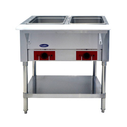 Atosa USA CSTEA-2C CookRite Steam Table Electric Dry Wet Heat 30W x 29D x 33H 2 Open Pan Wells Infinite Controls