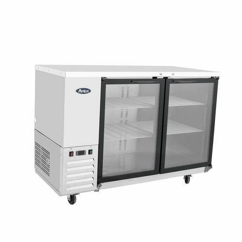 Atosa USA MBB48GGR Back Bar Cooler 48 inch Two Section Self Contained Refrigeration 12.9 cu ft with Glass Doors