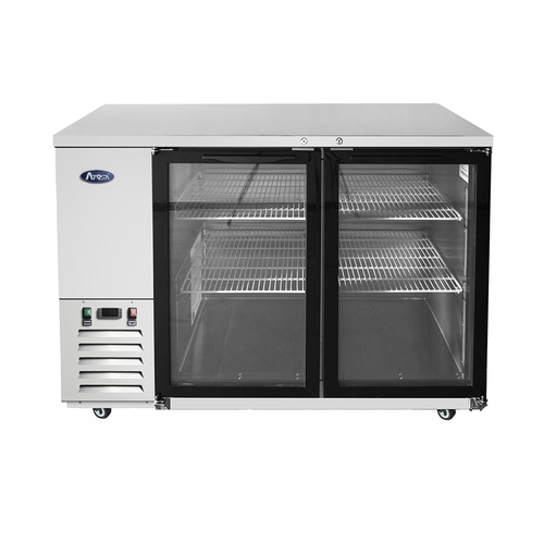Atosa USA MBB59GGR Back Bar Cooler 57-4/5 inch Two Section Self Contained Refrigeration 17.3 cu ft