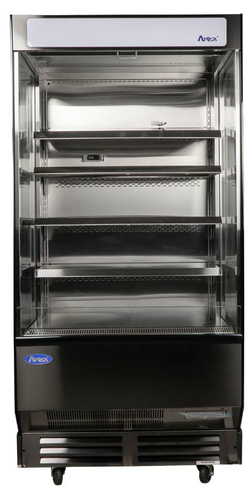 Atosa USA AOM-40B Open Air Merchandiser 39-3/5W x 28D x 83H 14.4 cu ft with LED Lighting and Night Curtain