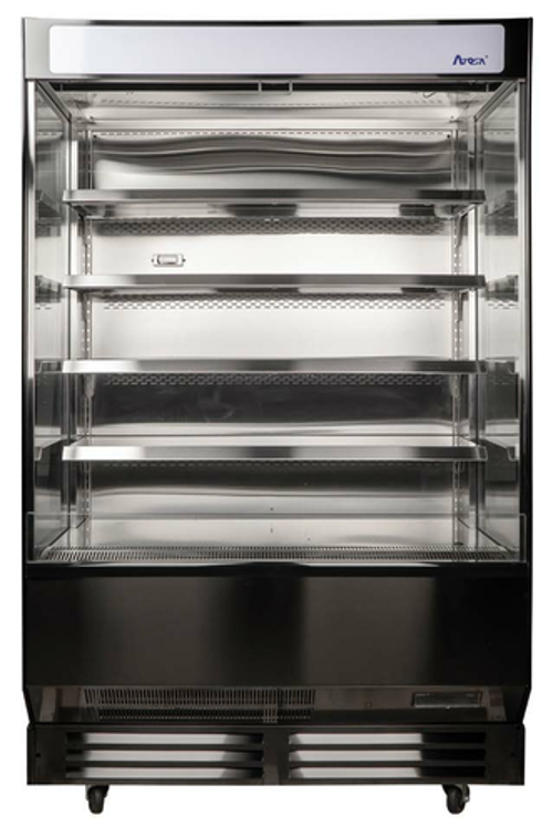 Atosa USA AOM-50B Open Air Merchandiser 51W x 28D x 83H 16.5 cu ft with LED Lighting and Pull Down Night Curtain