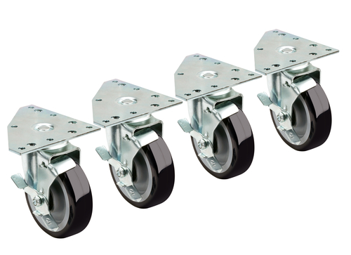 Krowne Metal Corporation 28-166S Triangle Heavy Duty Plate Caster Set of 4 500 lbs Load Capacity Grease Resistant