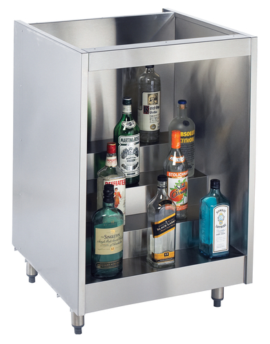 Krowne Metal Corporation KR-L18 Back Bar Liquor Display 18W x 24D 4 Steps Galvanized Steel Stainless Steel Sides
