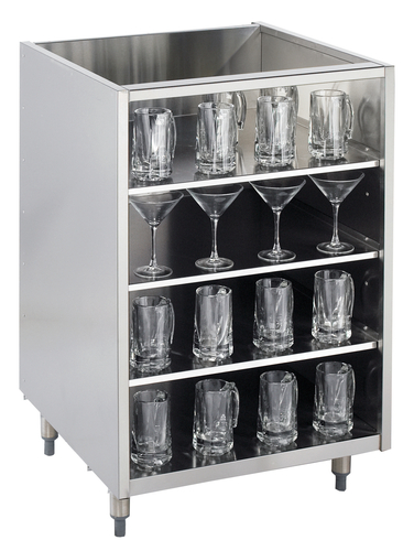 Krowne Metal Corporation KR-G24 Underbar Glass Storage Cabinet 24W x 24D 3 Stainless Steel Shelves Galvanized Steel Back