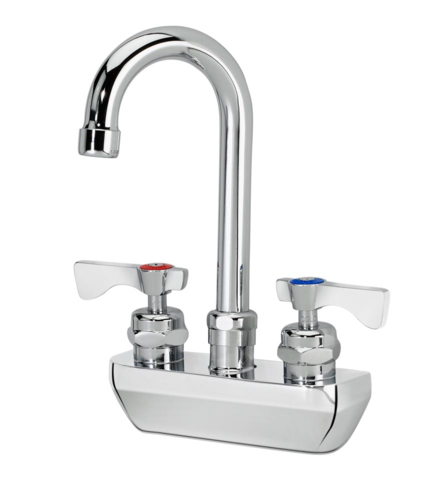 Krowne Metal Corporation 14-400L Royal Series Faucet Splash Mounted 4 Inch Centers Gooseneck Spout Chrome Finish