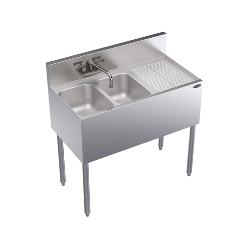 Krowne Metal Corporation KR19-32L Royal Series Underbar Sink Unit Two Compartment 36W x 19D NSF Certified