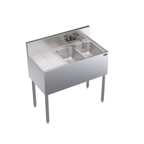 Krowne Metal Corporation KR19-32R Royal Series Underbar Sink Unit Two Compartment 36W x 19D NSF Certified