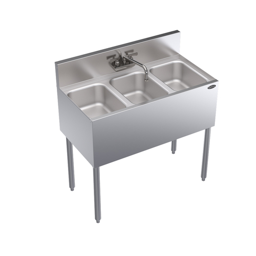 Krowne Metal Corporation KR19-33C Royal Series Underbar Sink Unit Three Compartment 36W x 19D NSF Certified