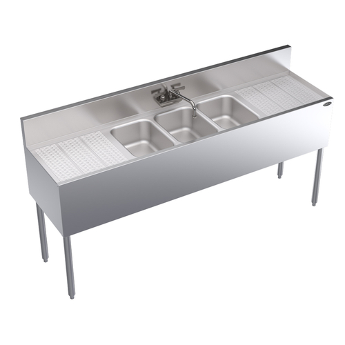 Krowne Metal Corporation KR19-63C Royal Series Underbar Sink Unit Three Compartment 72W x 19D NSF Certified