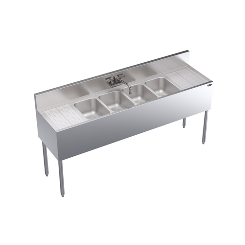 Krowne Metal Corporation KR19-64C Royal Series Underbar Sink Unit Four Compartment 72W x 19D NSF