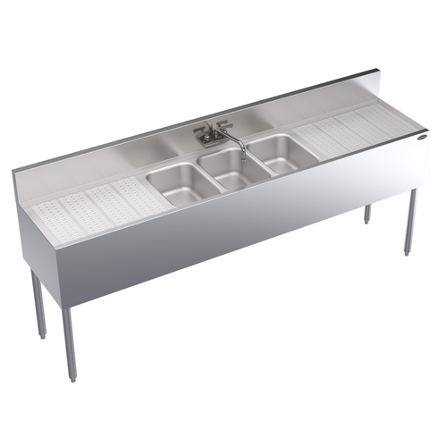 Krowne Metal Corporation KR19-73C Royal Series Underbar Sink Unit Three Compartment 84W x 19D NSF