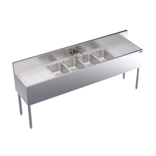 Krowne Metal Corporation KR19-74C Royal Series Underbar Sink Unit Four Compartment 84W x 19D NSF Certified