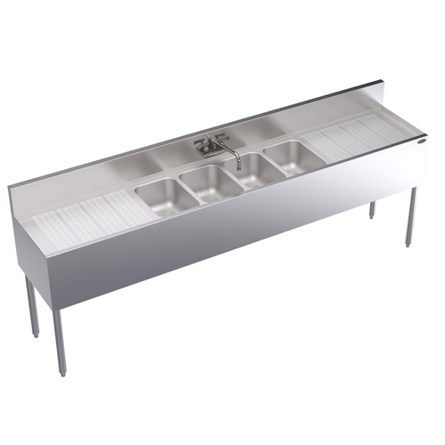 Krowne Metal Corporation KR19-84C Royal Series Underbar Sink Unit Four Compartment 96W x 19D NSF
