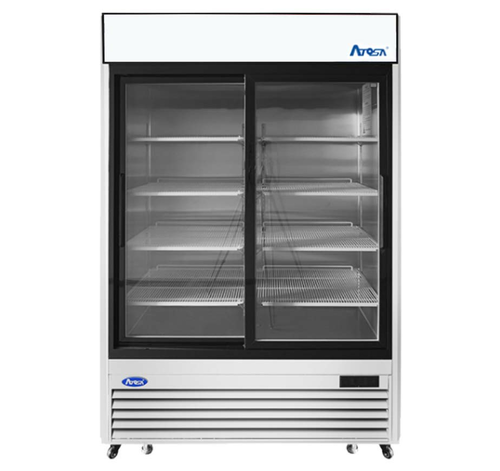 Atosa USA MCF8709GR Refrigerator Merchandiser Two Section 54W x 29D x 81H Bottom Mount Self Contained 44.9 cu ft