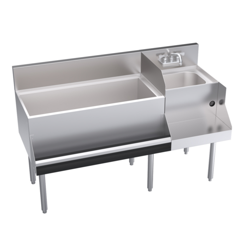 Krowne Metal Corporation KR24-W54L-10 Royal Series Underbar Ice Bin Cocktail Station 54W x 24D 110 lbs Ice Capacity