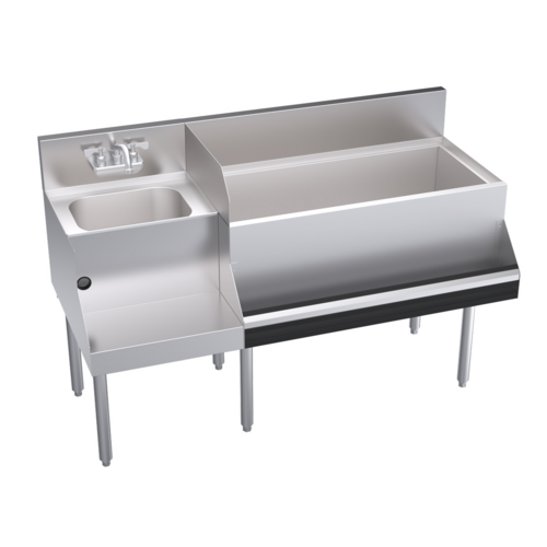 Krowne Metal Corporation KR24-W54R-10 Royal Series Underbar Ice Bin Cocktail Station 54W x 24D 110 lbs Ice Capacity