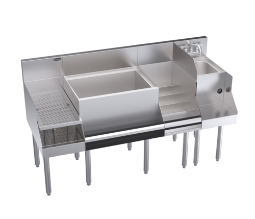 Krowne Metal Corporation KR24-W60C-10 Royal Series Underbar Ice Bin Cocktail Station 60W x 24D with Blender and Drainboard