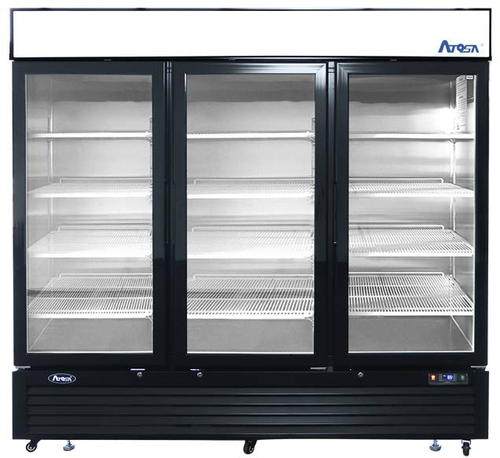 Atosa USA MCF8724GR Refrigerator Merchandiser Three Section 81-9/10W x 31-1/2D x 81-1/5H 69.5 cu ft Self Closing Doors
