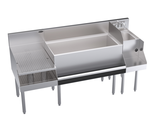 Krowne Metal Corporation KR24-W66B-10 Royal Series Underbar Ice Bin Cocktail Station 66W x 24D 110 lbs Ice Capacity