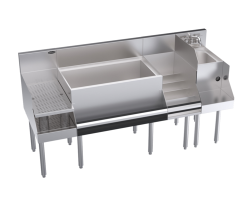 Krowne Metal Corporation KR24-W66C-10 Royal Series Underbar Ice Bin Cocktail Station 66W x 24D with Blender and Drainboard