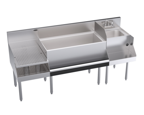 Krowne Metal Corporation KR24-W72B-10 Royal Series Underbar Ice Bin Cocktail Station 72W x 24D 110 lbs Ice Capacity