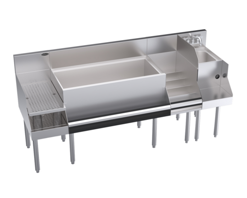 Krowne Metal Corporation KR24-W72C-10 Royal Series Underbar Ice Bin Cocktail Station 72W x 24D with Blender and Drainboard