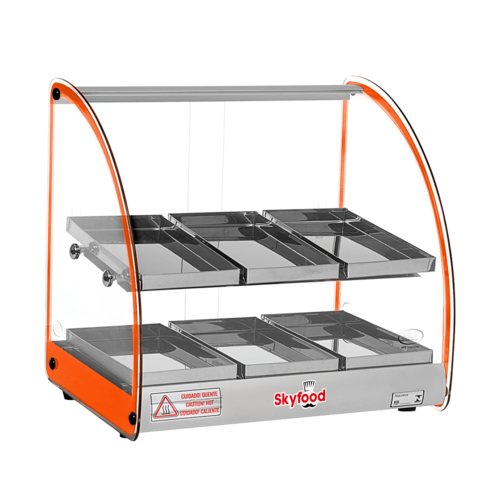 Skyfood Equipment FWD2-18O Food Warmer Display Case 18-1/2W x 14-3/8D x 17-1/2H with 2 Shelves and LED Lighting for Enhanced Visibility and Presentation