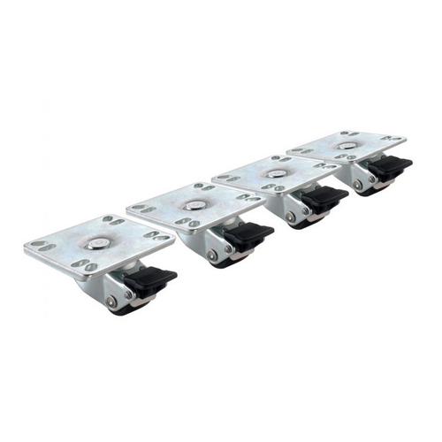 Krowne Metal Corporation BC-130 Casters 1 Inch Ultra Low Profile with Brakes Set of 4 Plate Raises Unit 2 Inch